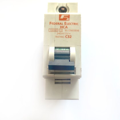 Federal Electric StabLok HCA1P32 C32 32A 32 Amp MCB Circuit Breaker Type C